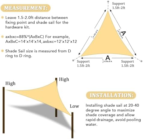 Shade&Beyond 14'X20'X24.4' Sun Shade Sail Sand Triangle - Image 6