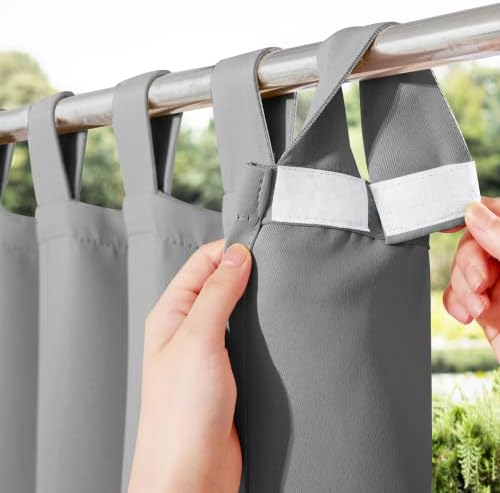 NICETOWN Outdoor Curtain for Patio Waterproof 95 inch Length, Sticky Tab Top by NICETOWN