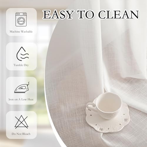 MYSKY HOME White Linen Curtains 96 Inches Long - Image 7