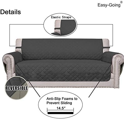 Easy-Going Reversible Couch Cover, 3 Cushion Sofa, Darkgray/Beige - Image 3