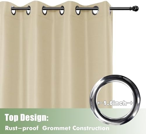 HolidayIdeas Outdoor Curtains for Patio Waterproof 6 Pcs 54x95 Inch Cream - Image 4