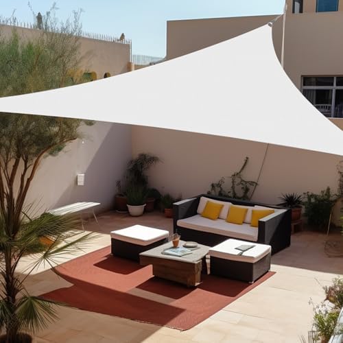 Shade&Beyond 10'X14'X17.2' Sun Shade Sail White Triangle by ShadeBeyond