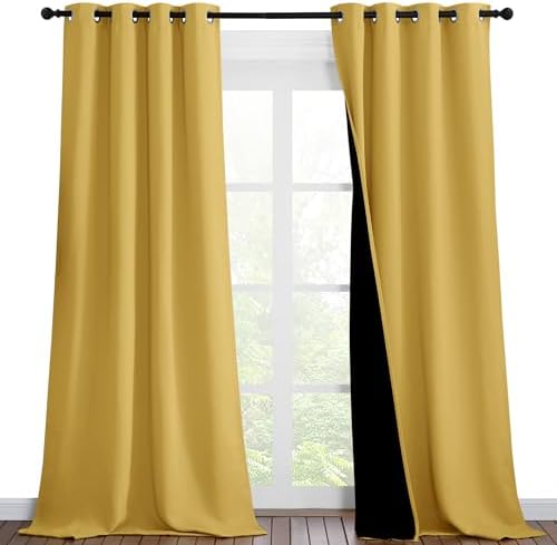 NICETOWN Bright Yellow Full Shade Curtain Panels, Pair of Thermal Insulated & by NICETOWN
