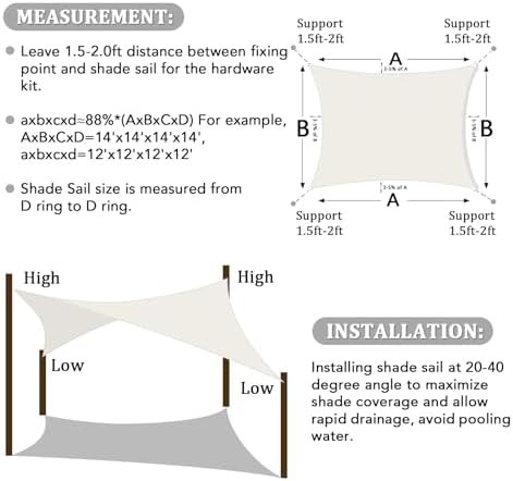 Shade&Beyond 5'X8' Sun Shade Sail Cream Rectangle - Image 6