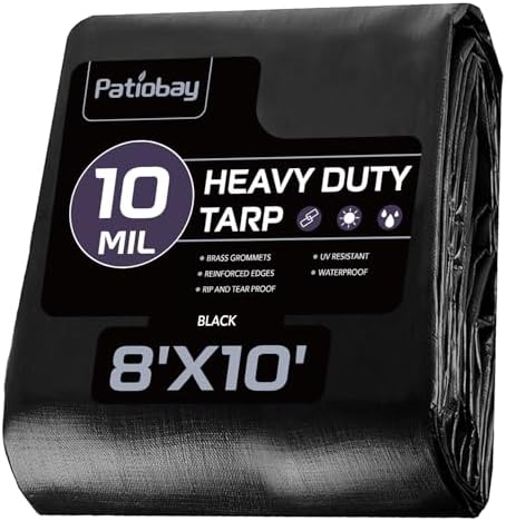 Tarp 8x10 Feet, 10 Mil tarps Heavy Duty Waterproof by Patiobay