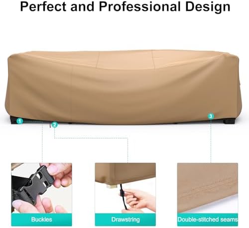 Waterproof Outdoor Patio Furniture Covers 138"L×86"W×28"H Brown - Image 5