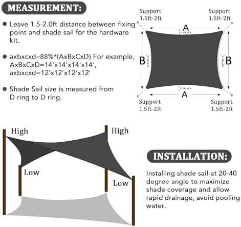 Shade&Beyond 8'X12' Sun Shade Sail Dark Grey Rectangle - Image 6