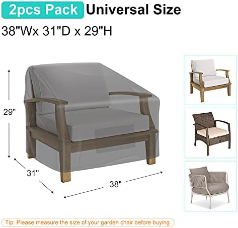 2 Pack Outdoor Patio Chair Covers Waterproof 38"Wx31"Dx29"H - Image 2