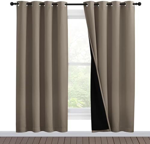 NICETOWN Taupe Full Shade Curtain Panels, Pair of Energy Smart & Noise Blocking by NICETOWN