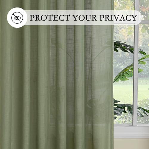 MYSKY HOME Sage Green Curtains for Beroom Liivng Room 84 Inch Length 2 Panels - Image 6