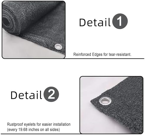 SUNLAX Custom Size 3'x18' Dark Grey Balcony Privacy Screen 90% UV Block - Image 4