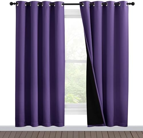 NICETOWN Lilac Purple Full Shade Curtain Panels, Pair of Energy Smart & Noise by NICETOWN