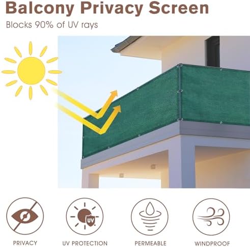 SUNNY GUARD 3' x 17' Balcony Privacy Screen, HDPE Patio Railing Cover Fence - Image 2