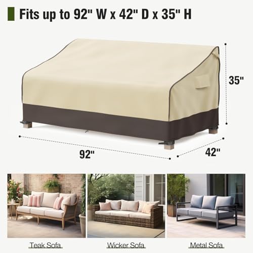 MR. COVER 3-Seater Outdoor Couch Cover Waterproof, 92 Inch Patio Furniture - Image 2