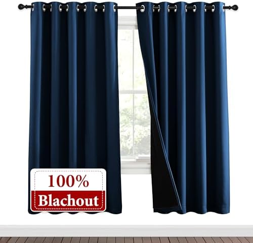 NICETOWN Moroccan Blue Full Shade Curtain Panels, Pair of Energy Smart & Noise - Image 2
