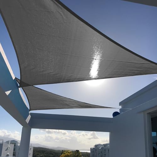 SUNNY GUARD 16' x 16' x 16' Triangle Shade Sail 95% UV Block Outdoor Canopy by SUNNYGUARD