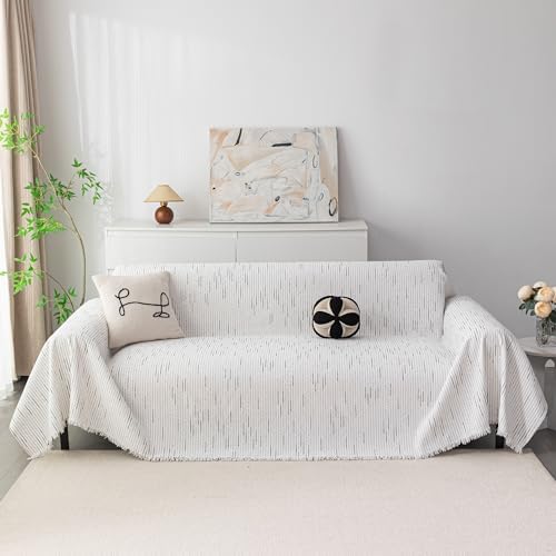 MYSKY HOME Boho Couch Cover White Sofa Covers by MYSKYHOME