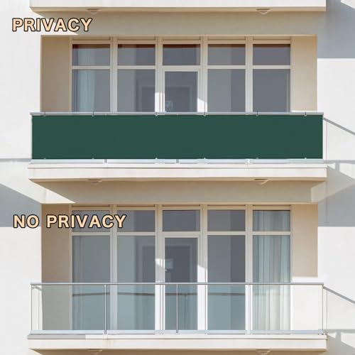 SUNLAX Custom Size 3'x20' Dark Green Balcony Privacy Screen 90% UV Block - Image 5