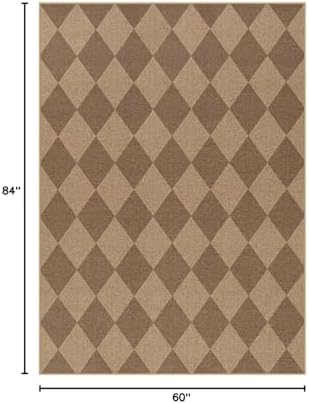Lahome Checkered Easy Jute 5x7 Outdoor Patio Rug, Living Room Rugs Washable - Image 2