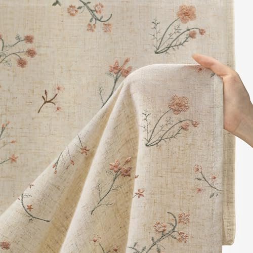 Floral Embroidered Light Filtering Curtains 72 Inch 2 Panels - Image 4
