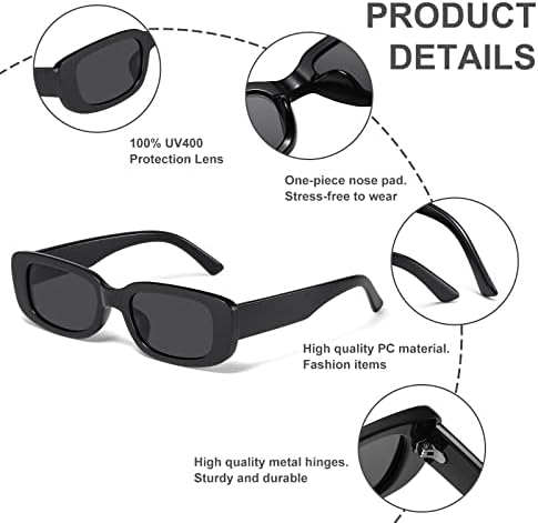 JASPIN Rectangle Sunglasses for Women Men Y2k Sun Glasses UV Protection - Image 6