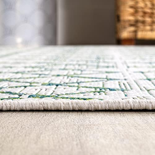JONATHAN Y Moroccan Geometric Indoor Outdoor Area Rug 4X6 Green/Ivory, Ourika - Image 6