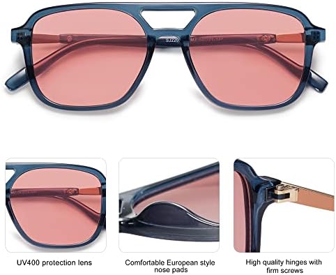 SOJOS Retro Aviator Sunglasses Womens Mens, Trendy Rectangle Shades SJ2202 - Image 5