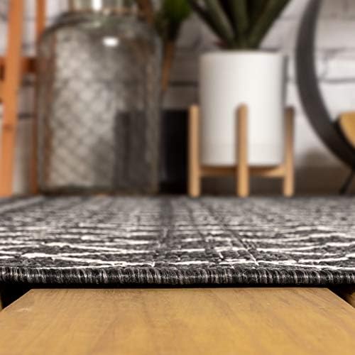 JONATHAN Y Moroccan Geometric Indoor Outdoor Square Area Rug 8X8 Black/Gray - Image 5