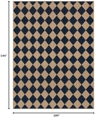 Lahome Checkered Easy Jute 9x12 Patio Rug, Nature Black Rug - Image 2