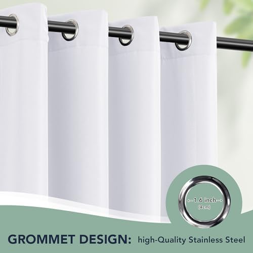 White Outdoor Curtains for Patio Waterproof, 6 Drape Panels - Image 6