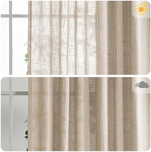 MYSKY HOME Boho Curtains Farmhouse Living Room Curtain Drapes, Light Filtering - Image 3