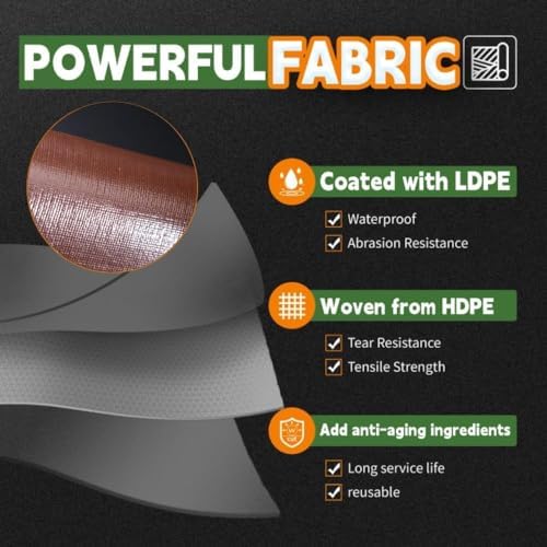 RAINDEWAY 12x30 Feet 18Mil Super Heavy Duty Tarp Waterproof Tarps Cover - Image 3