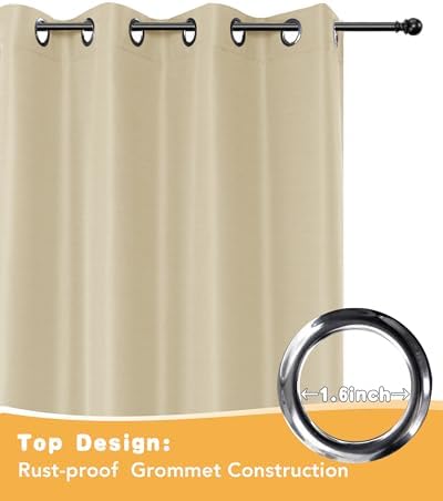 HolidayIdeas Outdoor Curtains for Patio Waterproof 2 Pcs 84x84 Inch Cream - Image 4