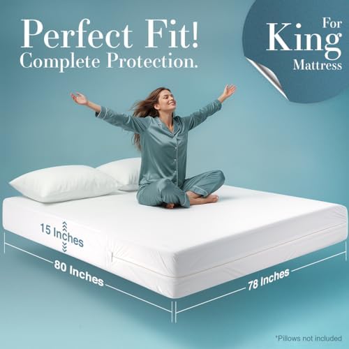 Utopia Bedding King Size Mattress Protector Zippered, 100% Waterproof - Image 2
