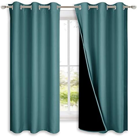 NICETOWN 100% Blackout Curtains 45 inches Long, Sea Teal, 1 Pair, 42 inches by NICETOWN