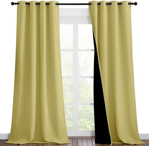 NICETOWN Paler Yellow Full Shade Curtain Panels, Pair of Thermal Insulated & by NICETOWN