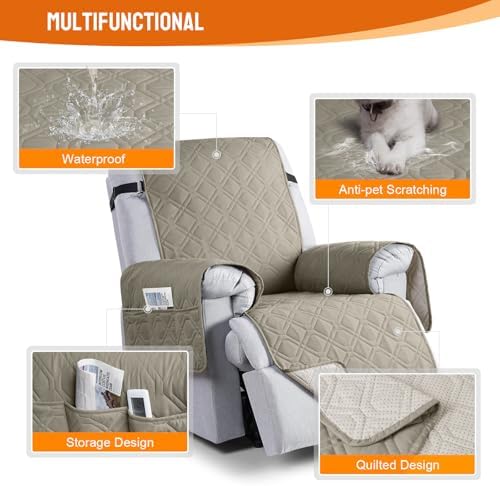 VANSOFY 100% Waterproof Recliner Chair Covers Washable - Image 4