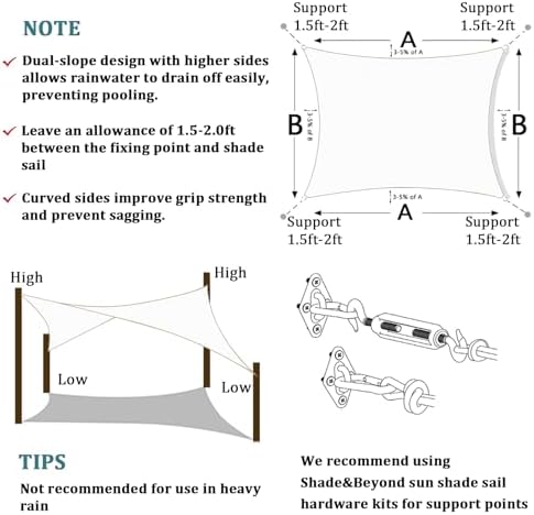 Shade&Beyond 15'X24' Sun Shade Sail White Rectangle - Image 5