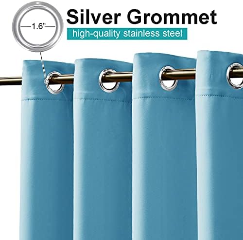 NICETOWN Outdoor Curtain for Patio Waterproof, 1 Panel, W52 x L84, Teal Blue - Image 2