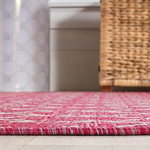 JONATHAN Y Moroccan Geometric Indoor Outdoor Runner Rug 2X8 Fuchsia/Light Gray - Image 4