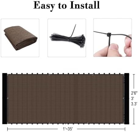 SUNLAX 3'x8' Brown Balcony Privacy Screen Fence Windscreen 90% UV Block - Image 3