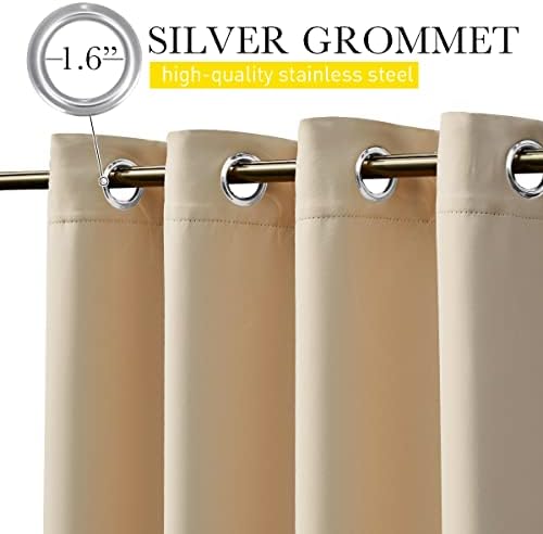 NICETOWN Outdoor Curtains for Patio Waterproof W84xL95 Biscotti Beige - Image 2
