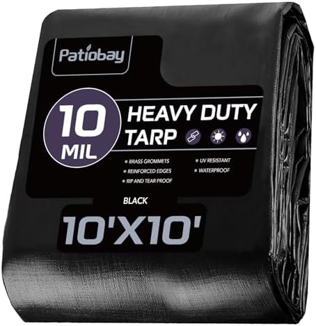 Tarp 10x10 Feet, 10 Mil tarps Heavy Duty Waterproof by Patiobay