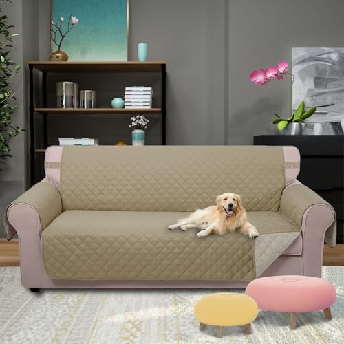 U-NICE HOME Large Sofa Cover Reversible Couch Cover, Light Camel/Beige - Image 2
