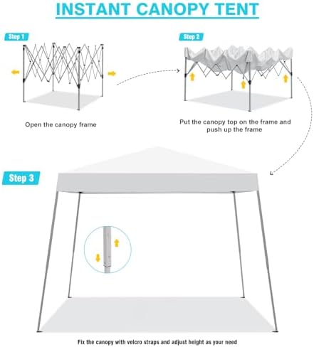 10x10FT Slant Leg Pop Up Canopy Tent, Portable Outdoor Shelter - Image 3