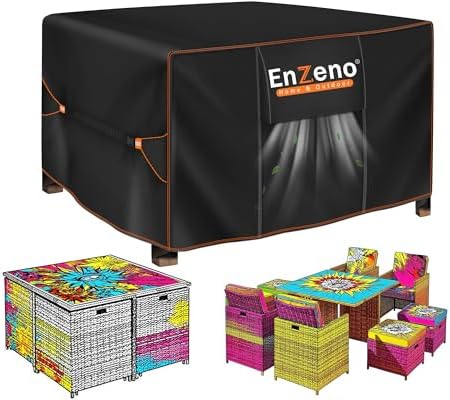 Enzeno Patio Furniture Cover Outdoor Waterproof 59"L x 59"W x 29"H by Enzeno