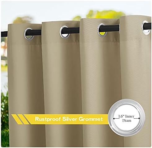 NICETOWN Canvas Patio Curtains for Outdoor Waterproof 2 Panels, Home Fashion - Image 2