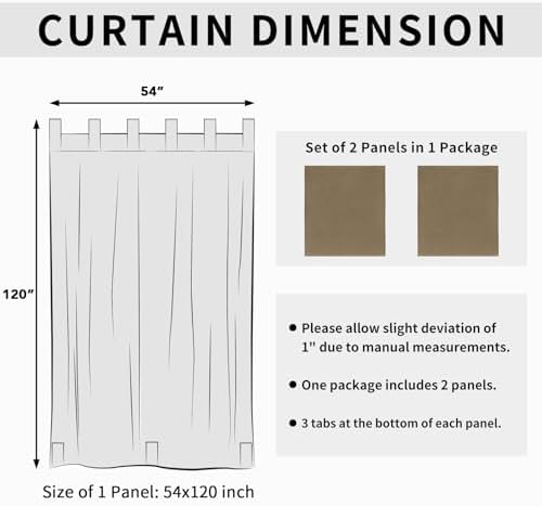 Easy-Going Outdoor Patio Curtains 2 Panels, 54x120 inch - Image 6