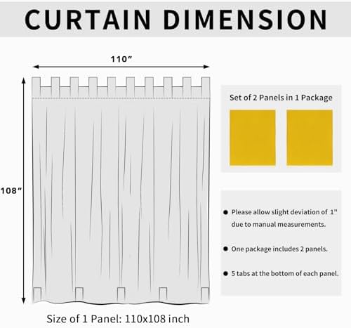 Easy-Going Outdoor Patio Curtains 2 Panels, 110x108 inch - Image 6