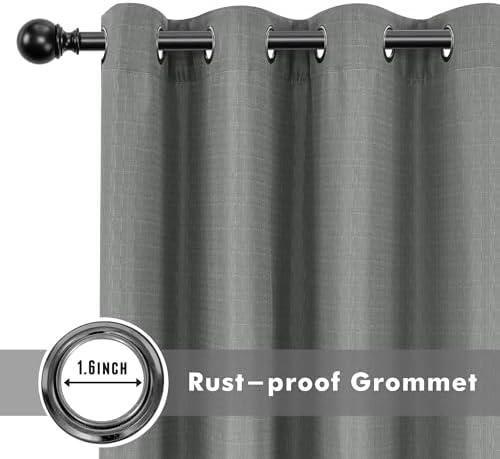 Linen Outdoor Curtains for Patio Waterproof 4 Pcs 110x84 In Light Grey - Image 4